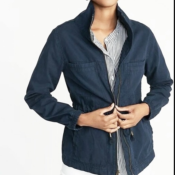 Old Navy blue twill safari field zip jacket size small - Picture 2 of 6